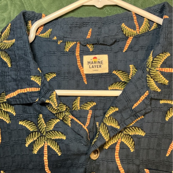 Marine Layer Blue Palm Tree Shirt - Picture 1 of 3